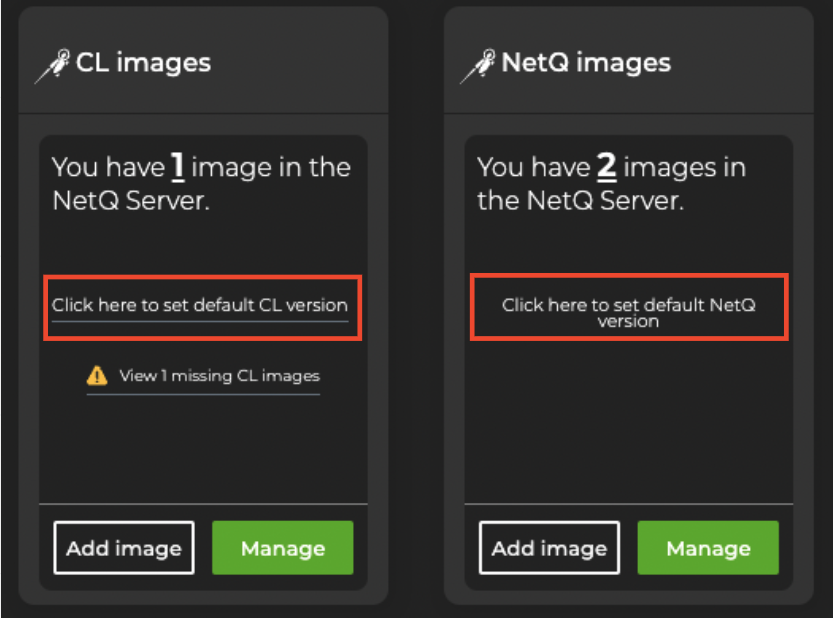 card highlighting link to set default version