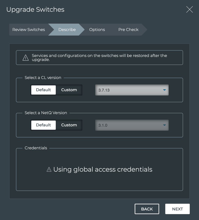 Default CL Version Selected